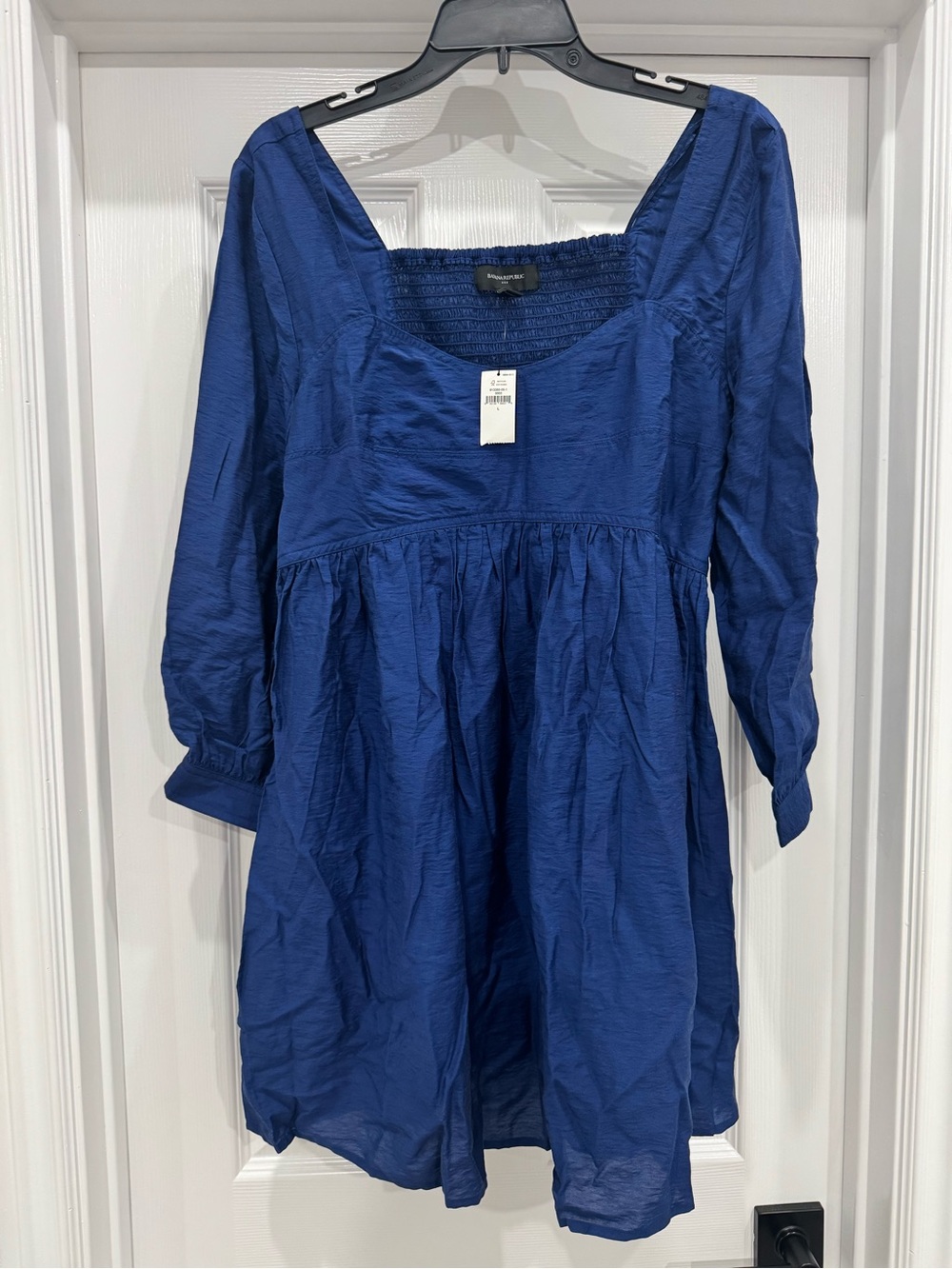 EYELET GATHERED-WAIST MINI DRESS Banana Republic Size Large New with Tag